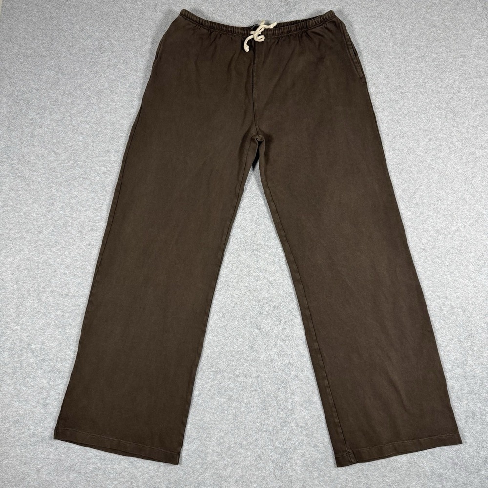 Brandy Melville Brown Wide Leg Sweatpants Drawstring Elastic Waist Lounge Pants